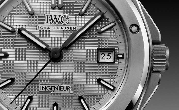 IWC Ingenieur çelik, gri kadran erkek spor lüks kol saati kadran detayı, İsviçre, Swiss Made, Otomatik Mekanizma