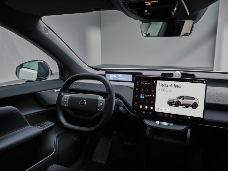 Volvo EX60 iç mekan, sürdürülebilir tasarım, Google Gemini yapay zeka, Nvidia ve Qualcomm işlemci, otonom sürüş